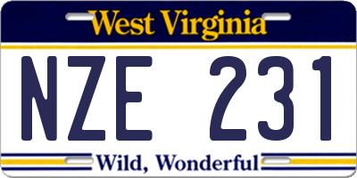 WV license plate NZE231