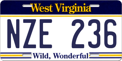 WV license plate NZE236