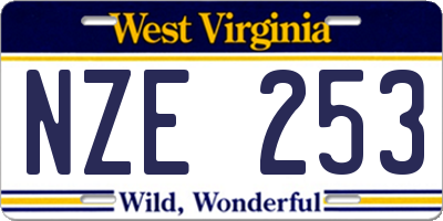 WV license plate NZE253