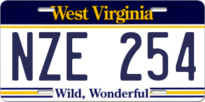 WV license plate NZE254