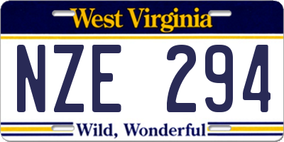 WV license plate NZE294