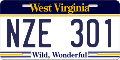 WV license plate NZE301