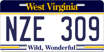 WV license plate NZE309