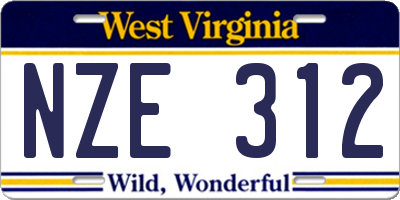 WV license plate NZE312