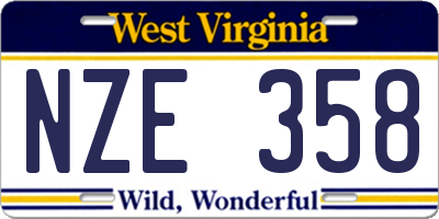 WV license plate NZE358