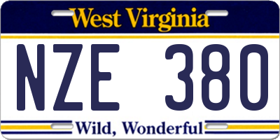 WV license plate NZE380