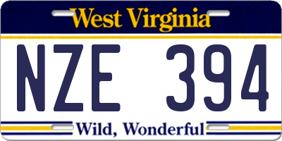 WV license plate NZE394