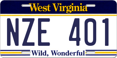 WV license plate NZE401