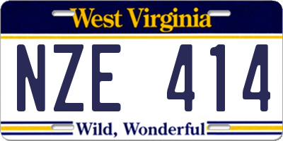 WV license plate NZE414