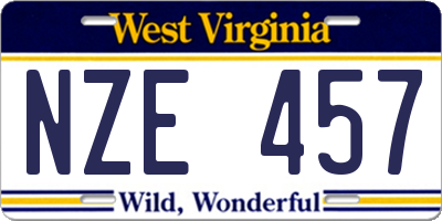 WV license plate NZE457