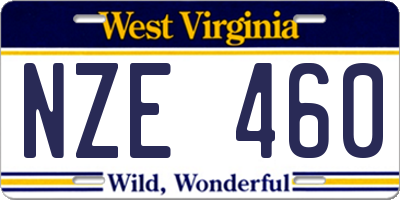 WV license plate NZE460