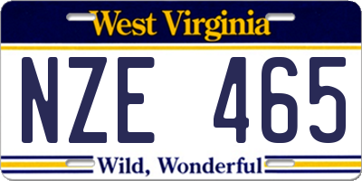 WV license plate NZE465