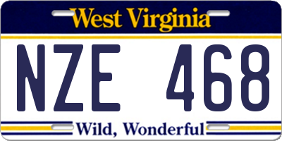 WV license plate NZE468