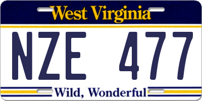 WV license plate NZE477