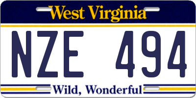 WV license plate NZE494