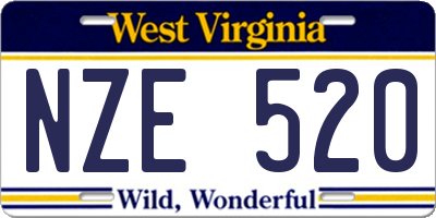 WV license plate NZE520