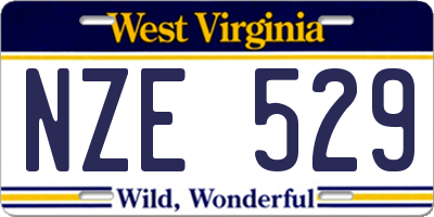 WV license plate NZE529