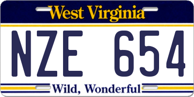 WV license plate NZE654