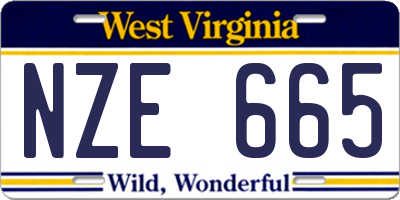 WV license plate NZE665