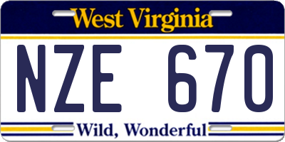 WV license plate NZE670