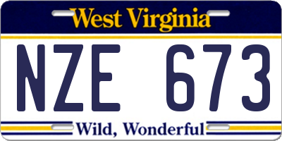 WV license plate NZE673