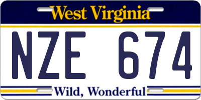 WV license plate NZE674