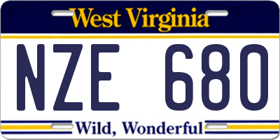 WV license plate NZE680
