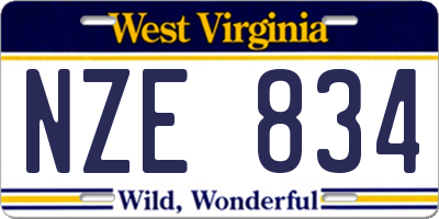 WV license plate NZE834