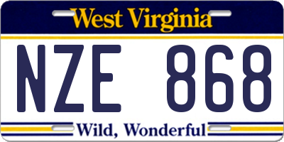 WV license plate NZE868