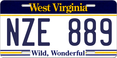 WV license plate NZE889