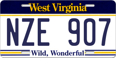 WV license plate NZE907