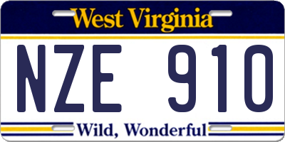 WV license plate NZE910