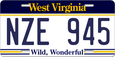 WV license plate NZE945