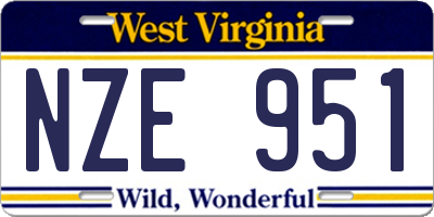WV license plate NZE951