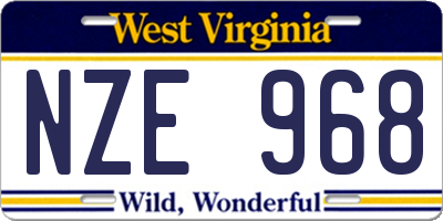 WV license plate NZE968
