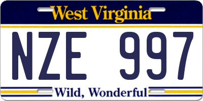 WV license plate NZE997