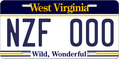 WV license plate NZF000