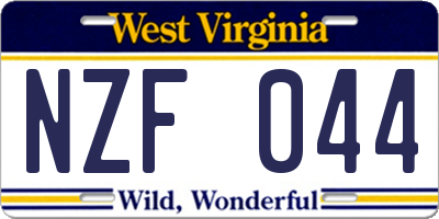 WV license plate NZF044