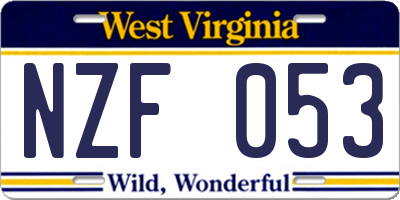 WV license plate NZF053