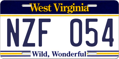 WV license plate NZF054