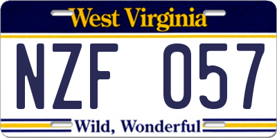 WV license plate NZF057