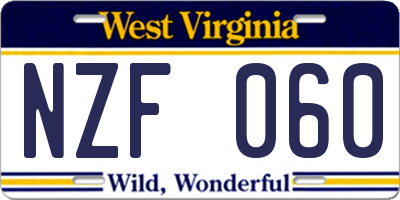WV license plate NZF060