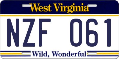 WV license plate NZF061