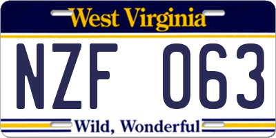 WV license plate NZF063