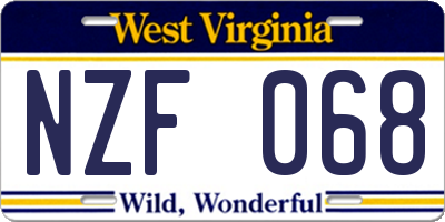 WV license plate NZF068