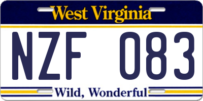 WV license plate NZF083