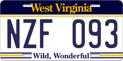 WV license plate NZF093