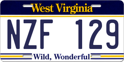 WV license plate NZF129