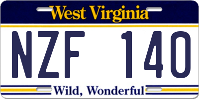 WV license plate NZF140