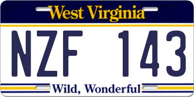 WV license plate NZF143